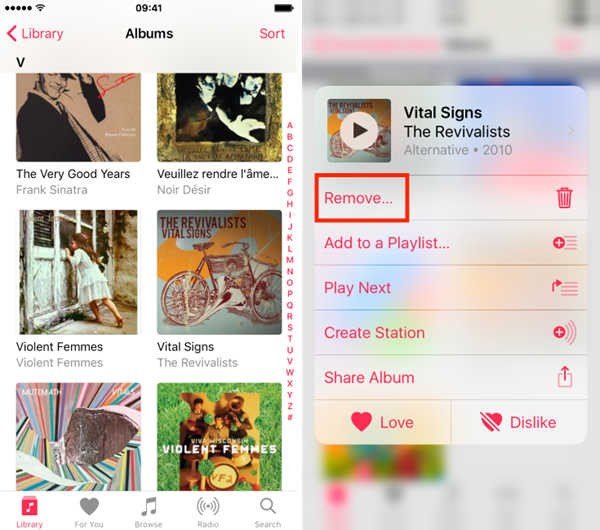 從iPhone刪除音樂專輯