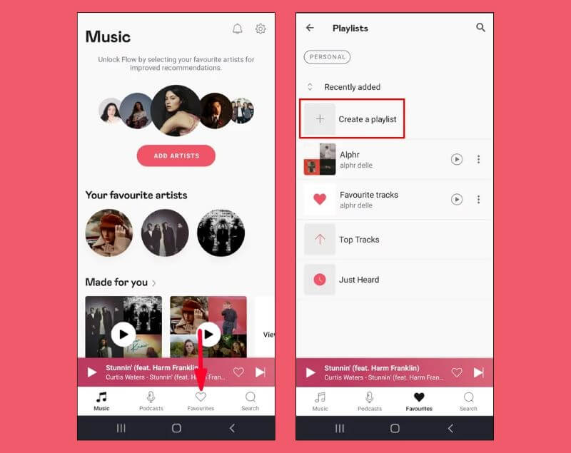 Selecteer de optie “Muziek” van de Deezer-applicatie