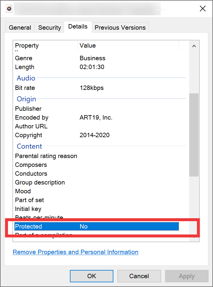 Verifica l'audio protetto da DRM