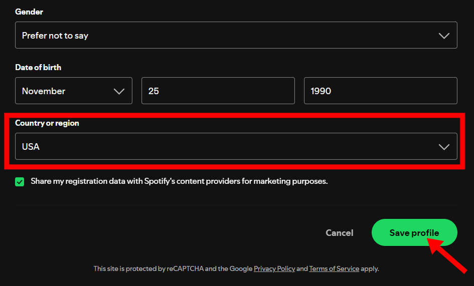 Cambia la tua posizione su Spotify