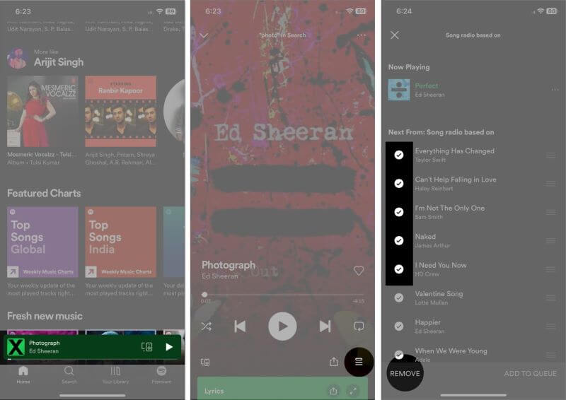 Temizleme İşlemi Spotify Mobil Sıra