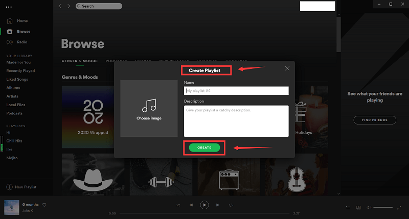 Şurada Yeni Oynatma Listesi Oluştur: Spotify