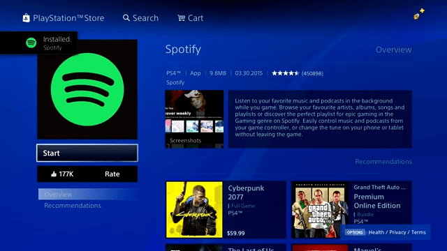 İndir Spotify PS4'te