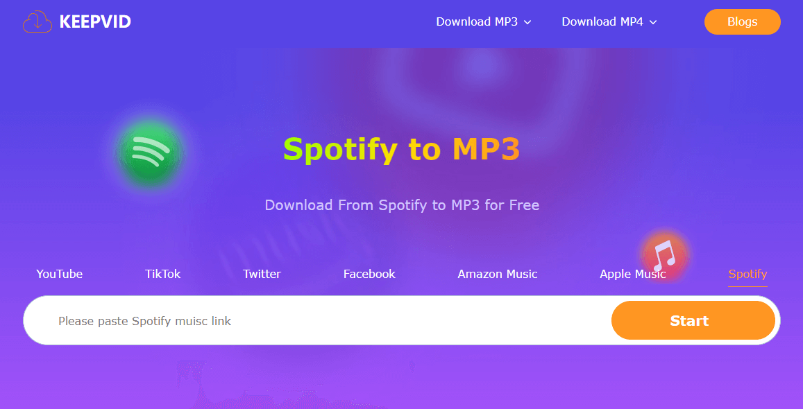 KeepVid 변환 Spotify 노래