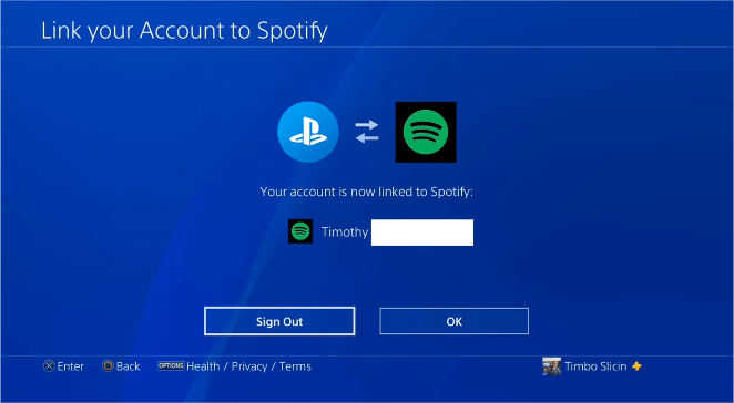 Ссылка Spotify на PS4