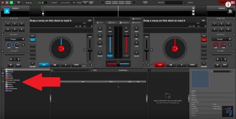 Välj platsen i Virtual DJ