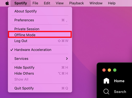 Offline-Modus ein Spotify Mac