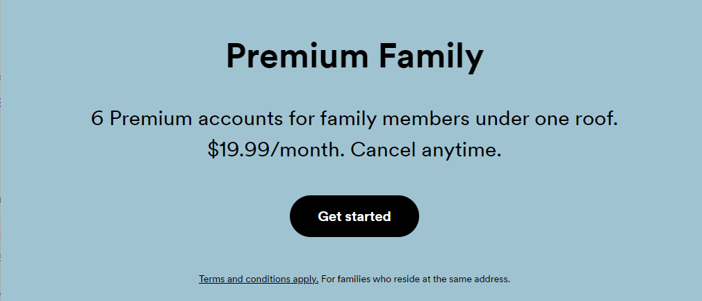 Spotify Plan familiar premium