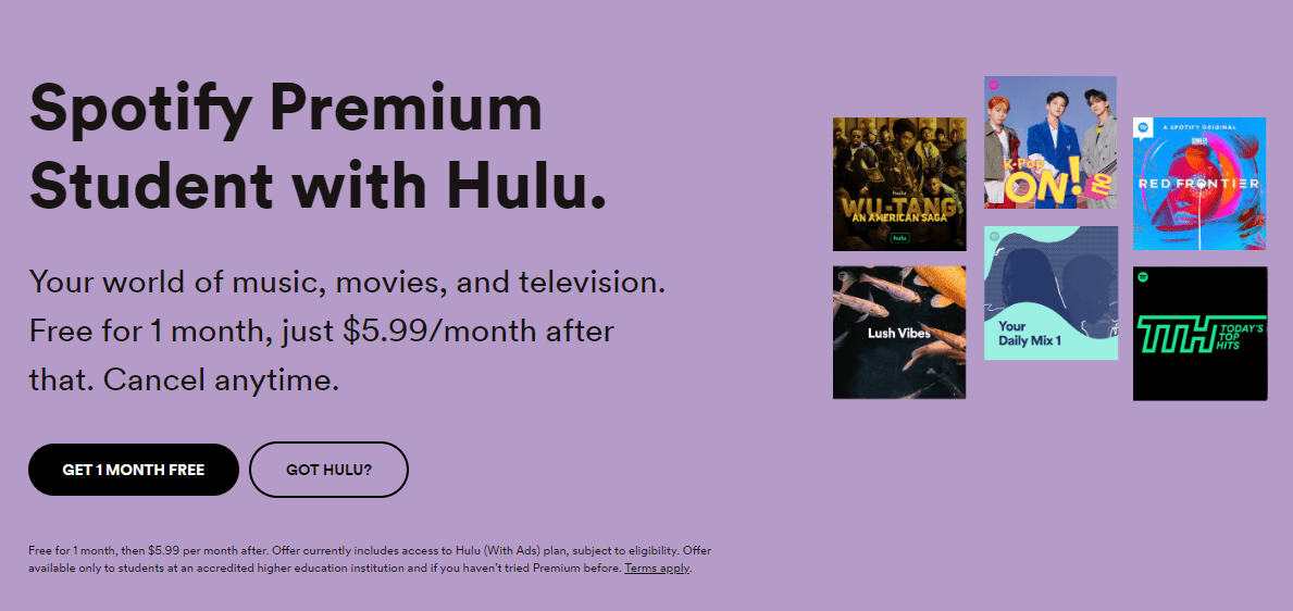 Hulu gratis med Spotify