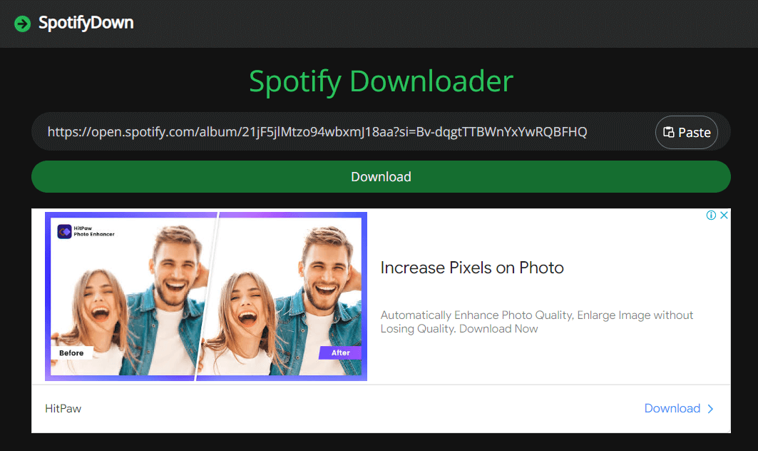 SpotifyDown Paste Song URL