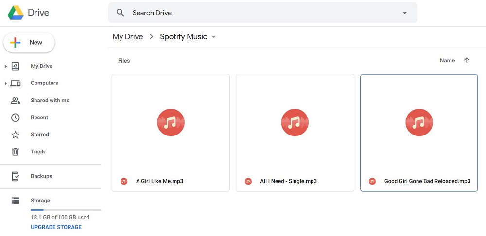 Sposta Spotify Musica su Google Drive