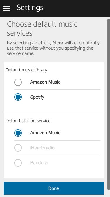 Auswählen des Standard-Musikdienstes zum Genießen Spotify